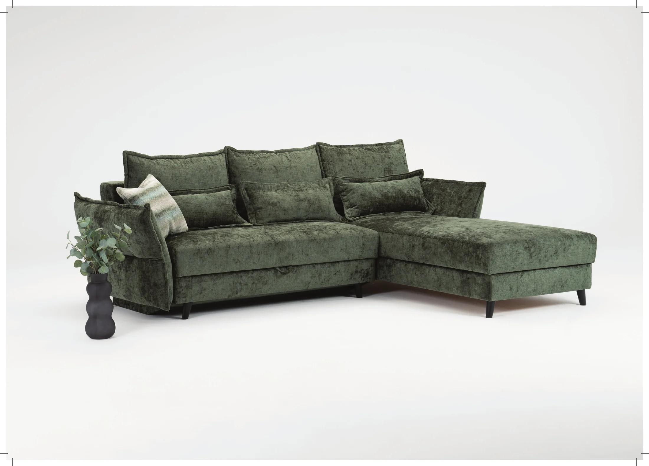 Madera Schlafsofa in Grün mit abgesenkter Liegefläche
