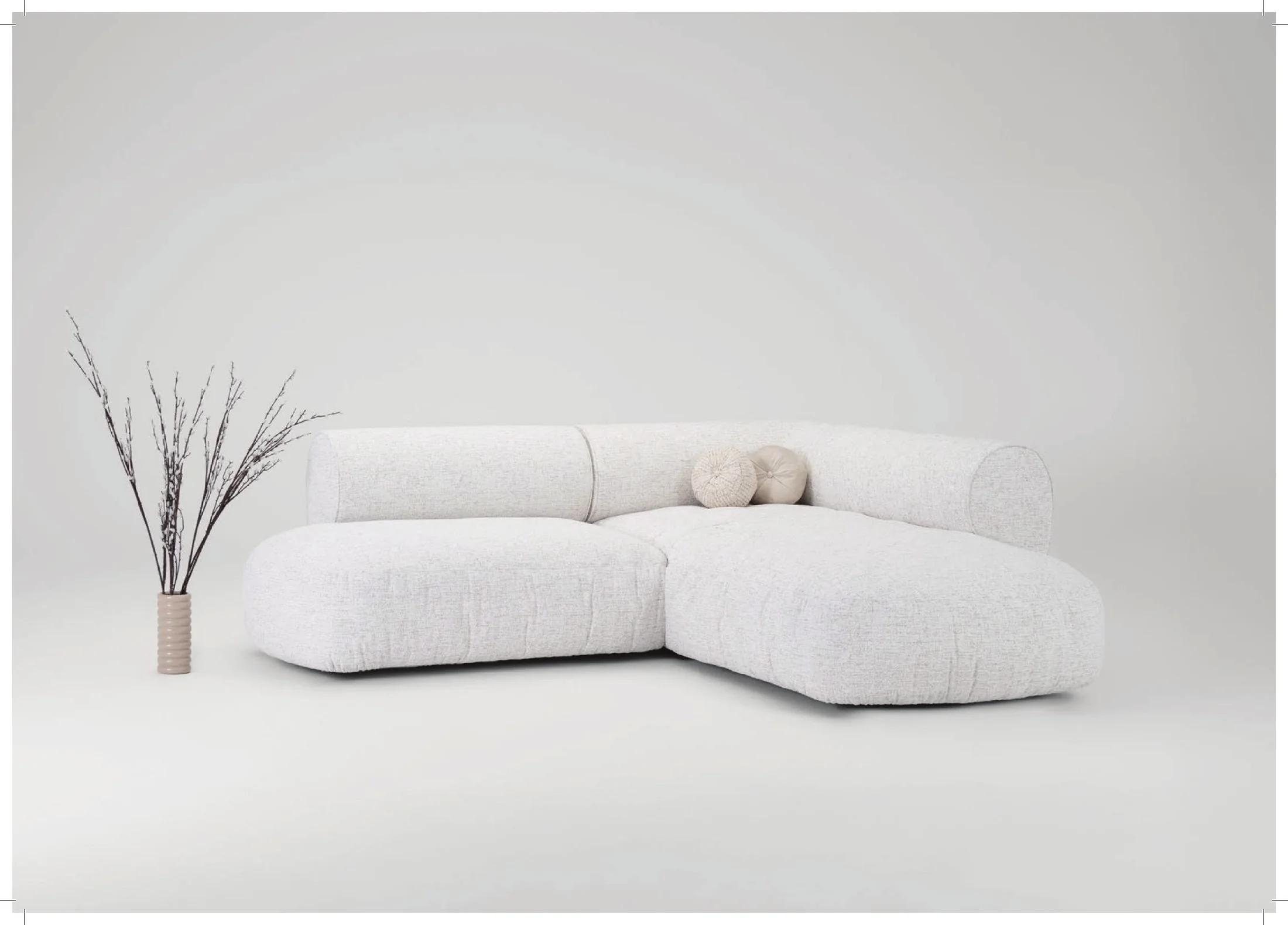Paradiso Modulsofa in Creme mit ausladender Liegefläche